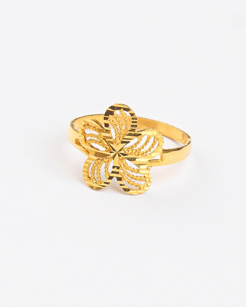 2K Solid Yellow Gold "Filigree" Flower Ring