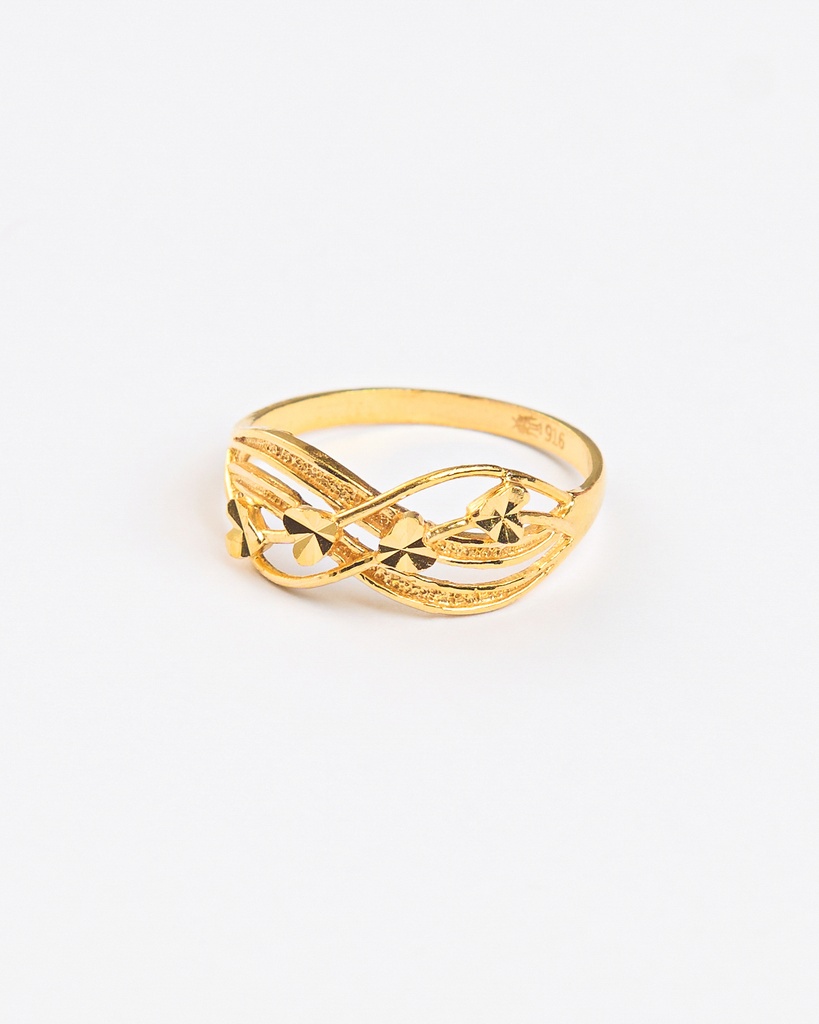 22K Solid Yellow Gold "Wavy Filigree" Ring