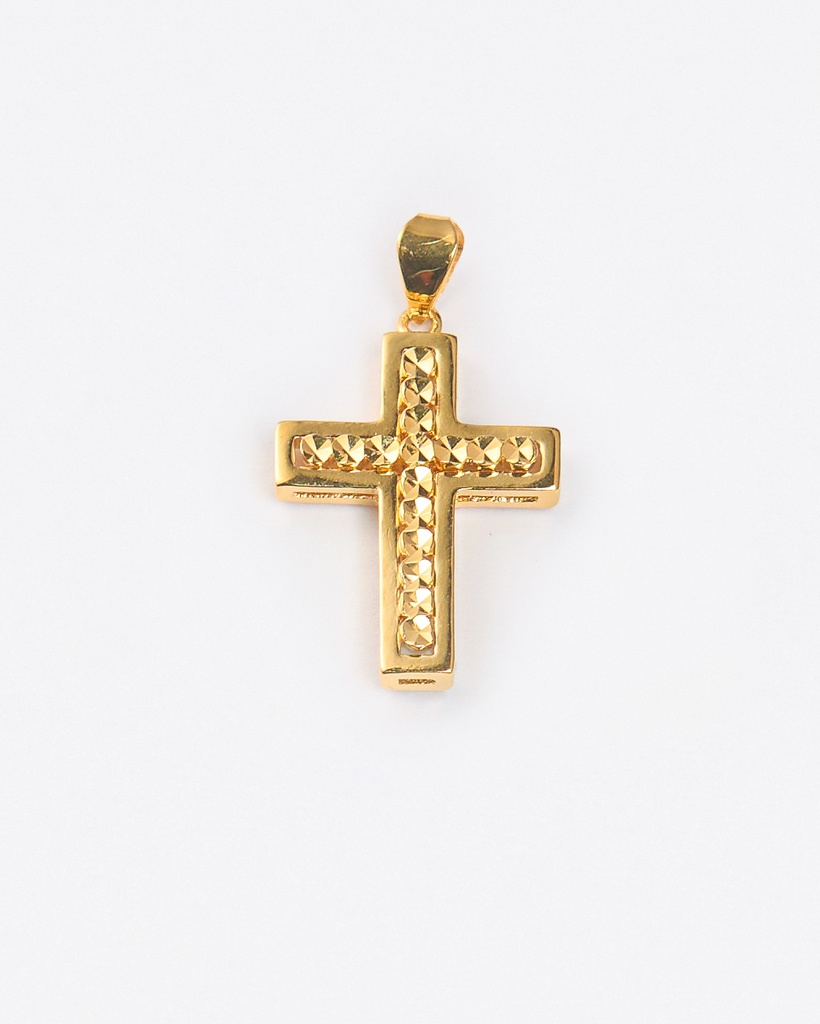 22K Gold Diamond-Cut Cross Pendant