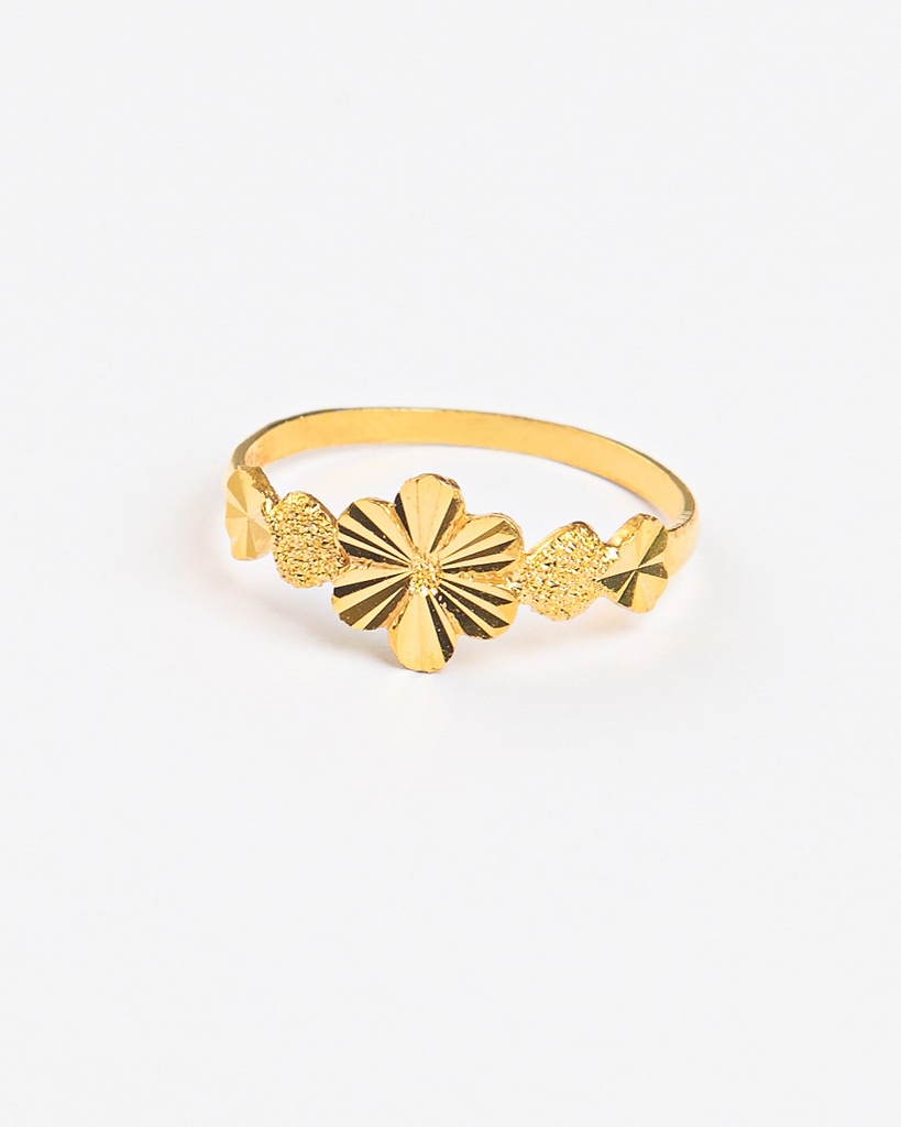 Exquisite 916 Gold Four-Leaf Clover Ring