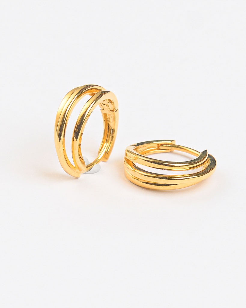 Exquisite 916 Gold Double-Tube Huggie Hoop Earrings