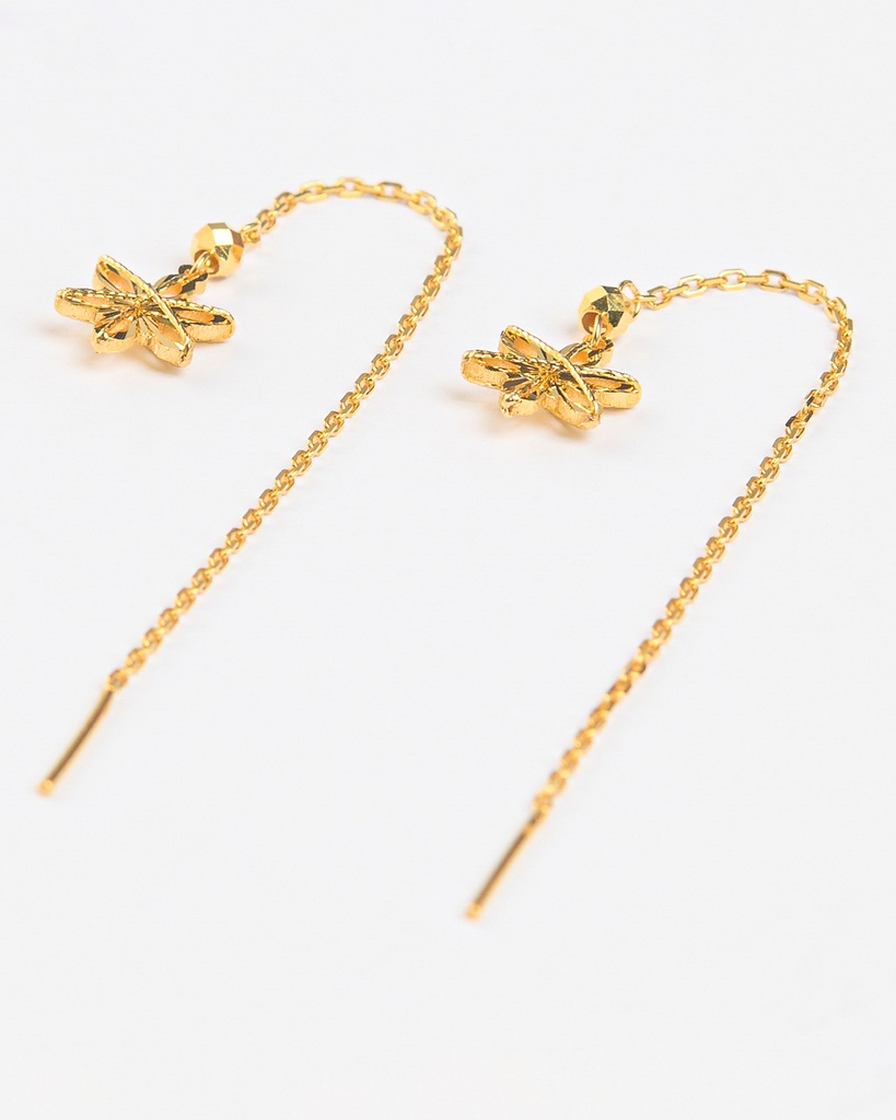 Exquisite 916 Gold Butterfly or Bee Threader Earrings
