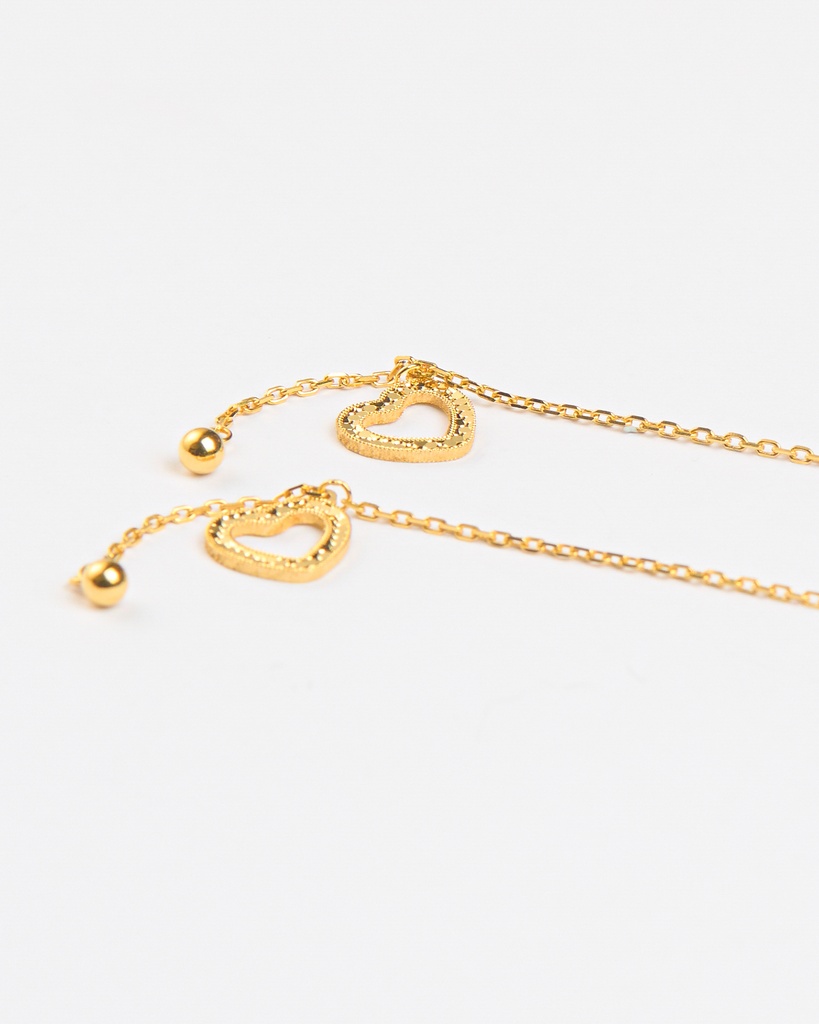 Exquisite 916 Gold Adjustable Textured Heart Bracelet
