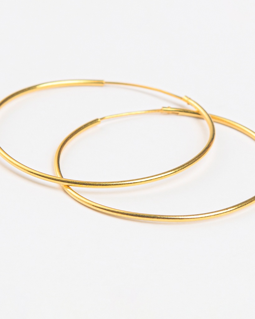 Exquisite 916 Gold Classic Thin Hoop Earrings