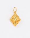 22K Gold Carved Diamond-Shape Pendant