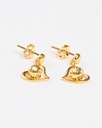 Exquisite 916 Gold Heart & Striped Ball Drop Earrings