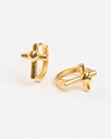Exquisite 916 Gold Cross & Heart Huggie Hoop Earrings