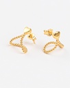 Exquisite 916 Gold Heart & Beaded Loop Earrings